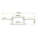Azoogi 61.5mm x 14mm Trimless Recessed Aluminium Profile- PR115: Aluminium Trimless Recessed Plaster Profile