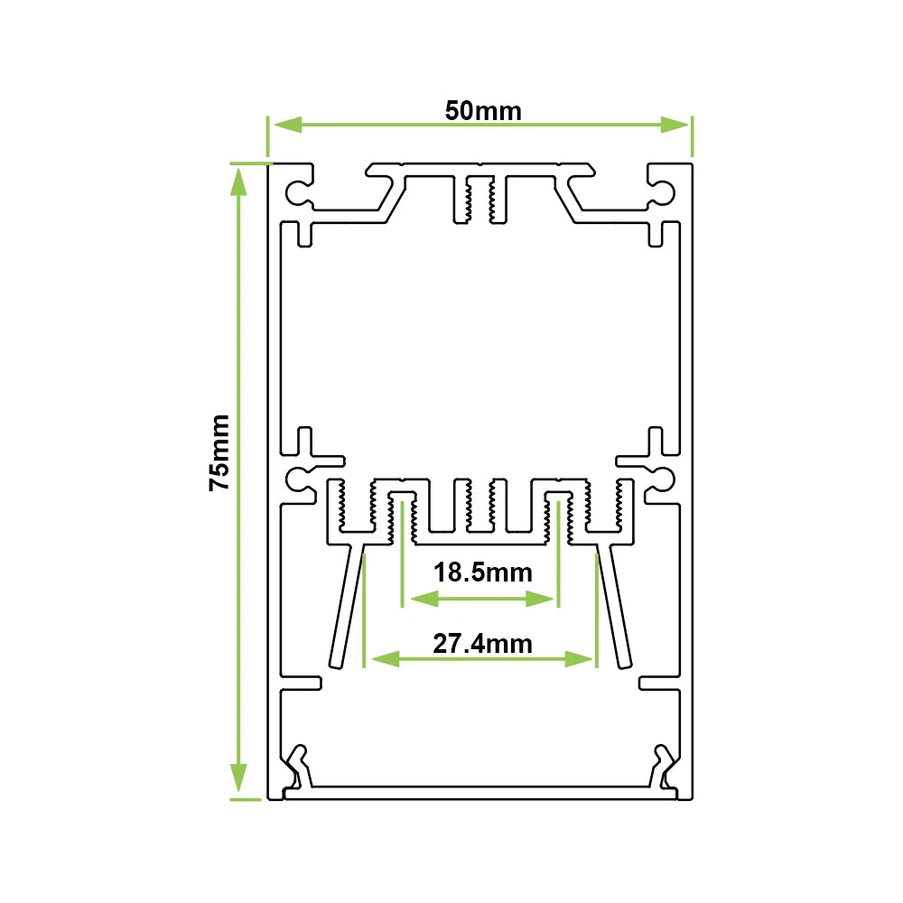 Azoogi 50mm x 75mm Concord Surface Mounted/ Suspended Profiles- PR127: Concord Profile (Surface Mounted/Pendant)
