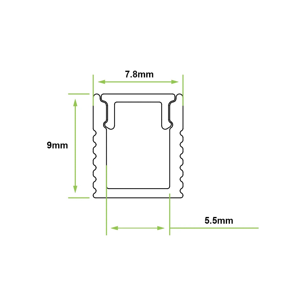 Azoogi 7.8mm x 9mm Mini Surface Mounted Profiles- PROM: Aluminium Mini Surfaced Profile