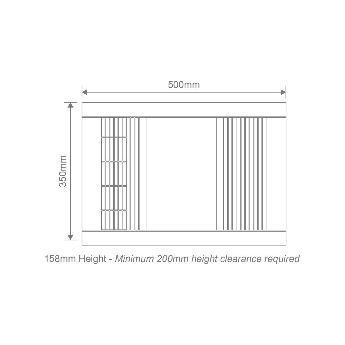 Domus Elevate bathroom heater dimension drawing