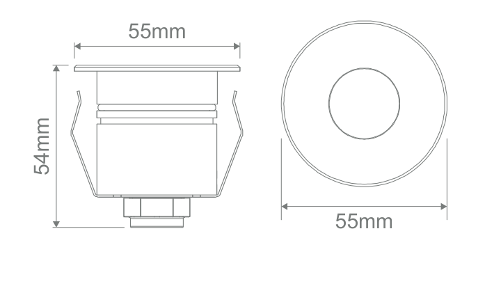 Domus EMIT 55 RGBW Round Open dimensions; other fascias differ — see selected face data sheet