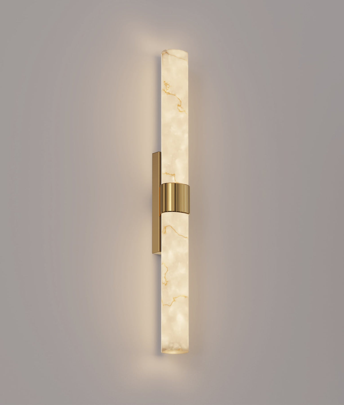 CLA FLECHA1L large curved faux marble wall light – illuminated view