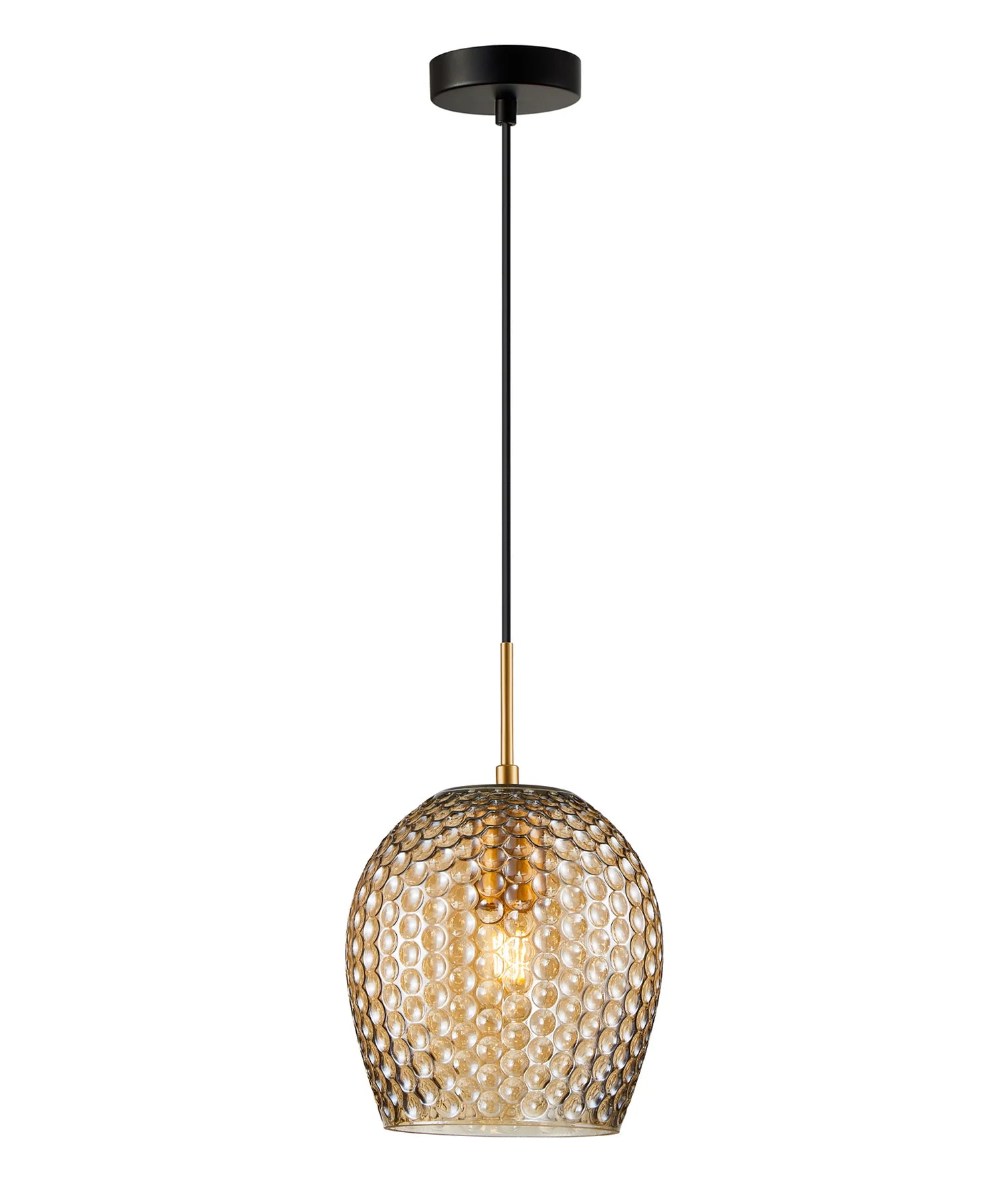 CLA FOSSETTA: Interior Wine Glass Shape Dimpled Interior Pendants Amber/ Smokey Black 240V - FOSSETTA1, FOSSETTA2