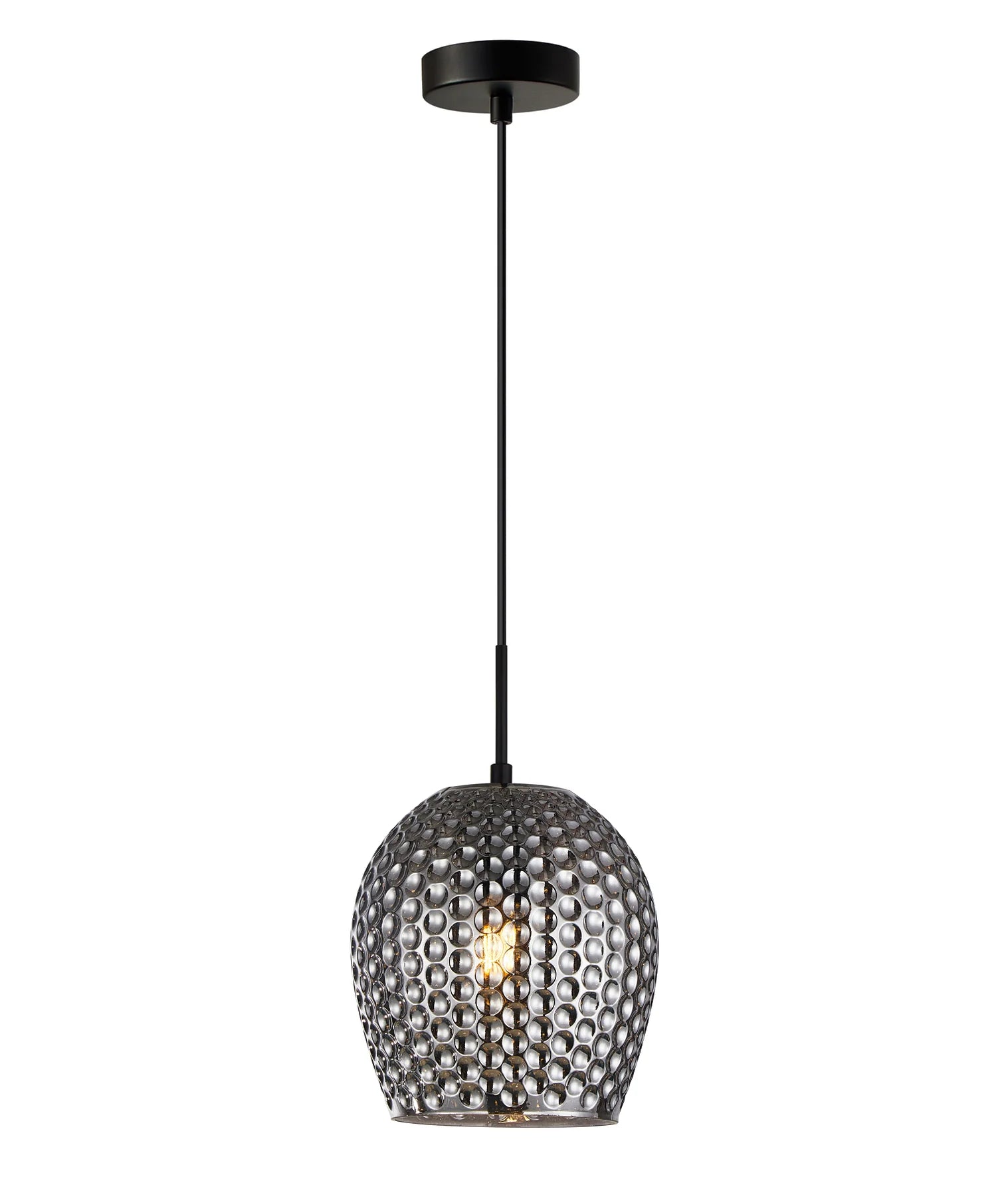 CLA FOSSETTA: Interior Wine Glass Shape Dimpled Interior Pendants Amber/ Smokey Black 240V - FOSSETTA1, FOSSETTA2