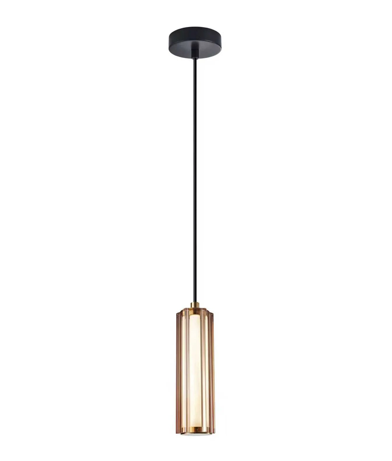 CLA FRECCIA: Glass with Curve Cylinder Interior Pendants Tri- Coffee/ Clear/ Amber 3W 240V- FRECCIA1, FRECCIA2, FRECCIA3

