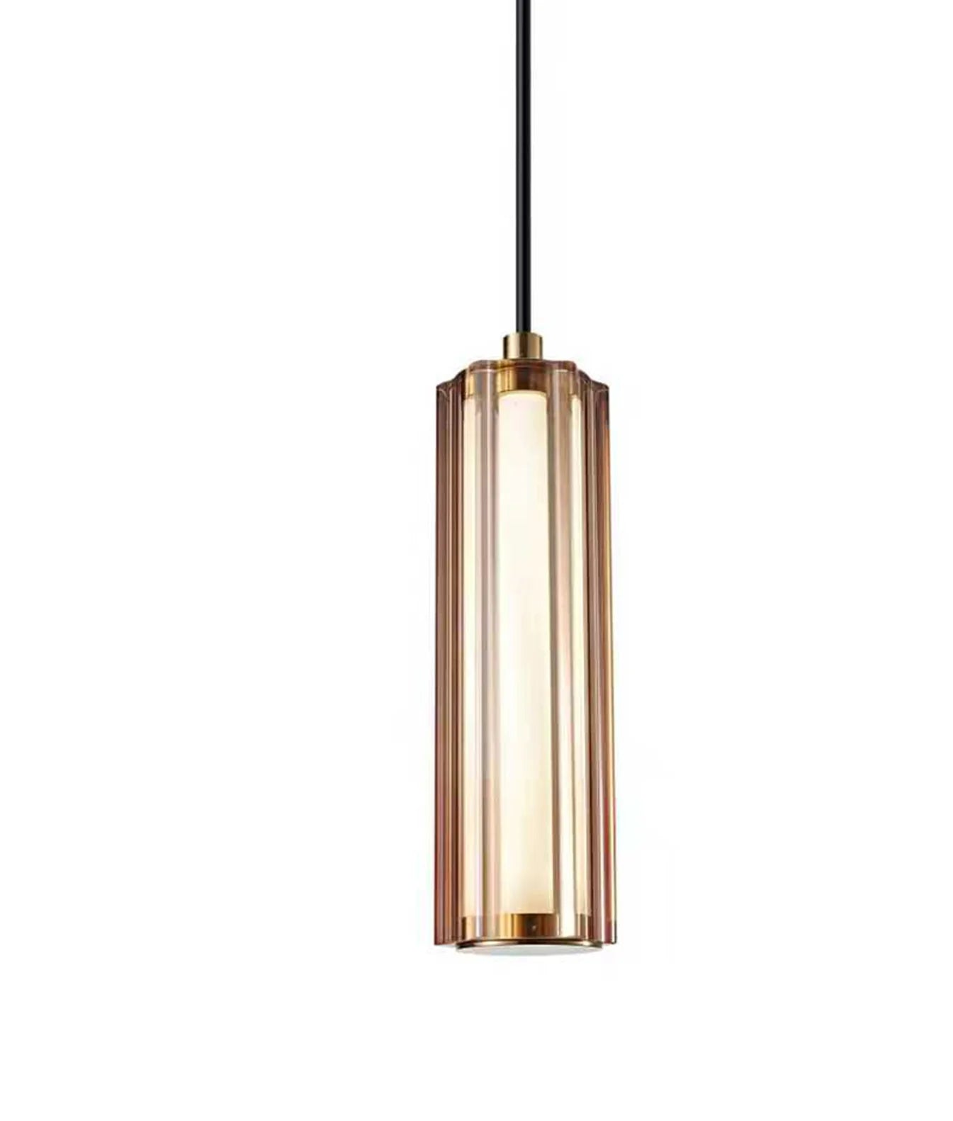 CLA FRECCIA: Glass with Curve Cylinder Interior Pendants Tri- Coffee/ Clear/ Amber 3W 240V- FRECCIA1, FRECCIA2, FRECCIA3
