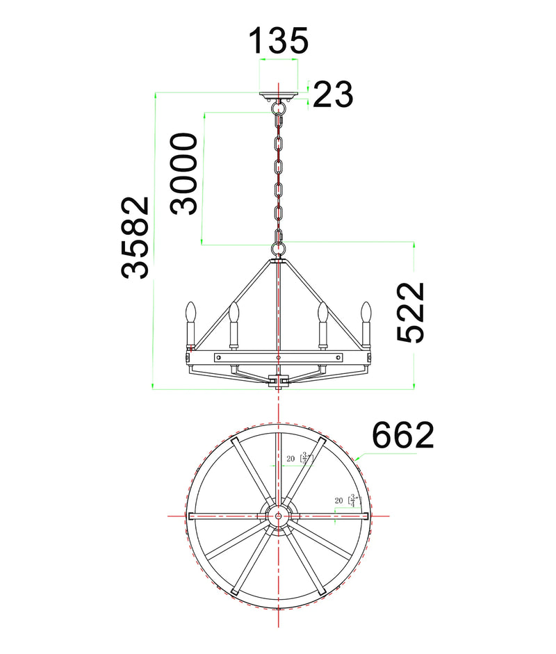 CLA FUNALE: Candelabra 6-Light Interior Pendants Natural Wood / Oak Wood 220-240V - FUNALE1, FUNALE4