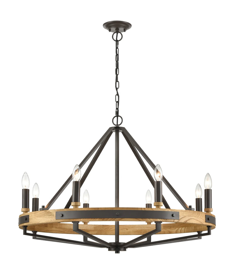 CLA FUNALE: Candelabra 8-Light Interior Pendants Natural Wood / Oak Wood 220-240V - FUNALE2, FUNALE5