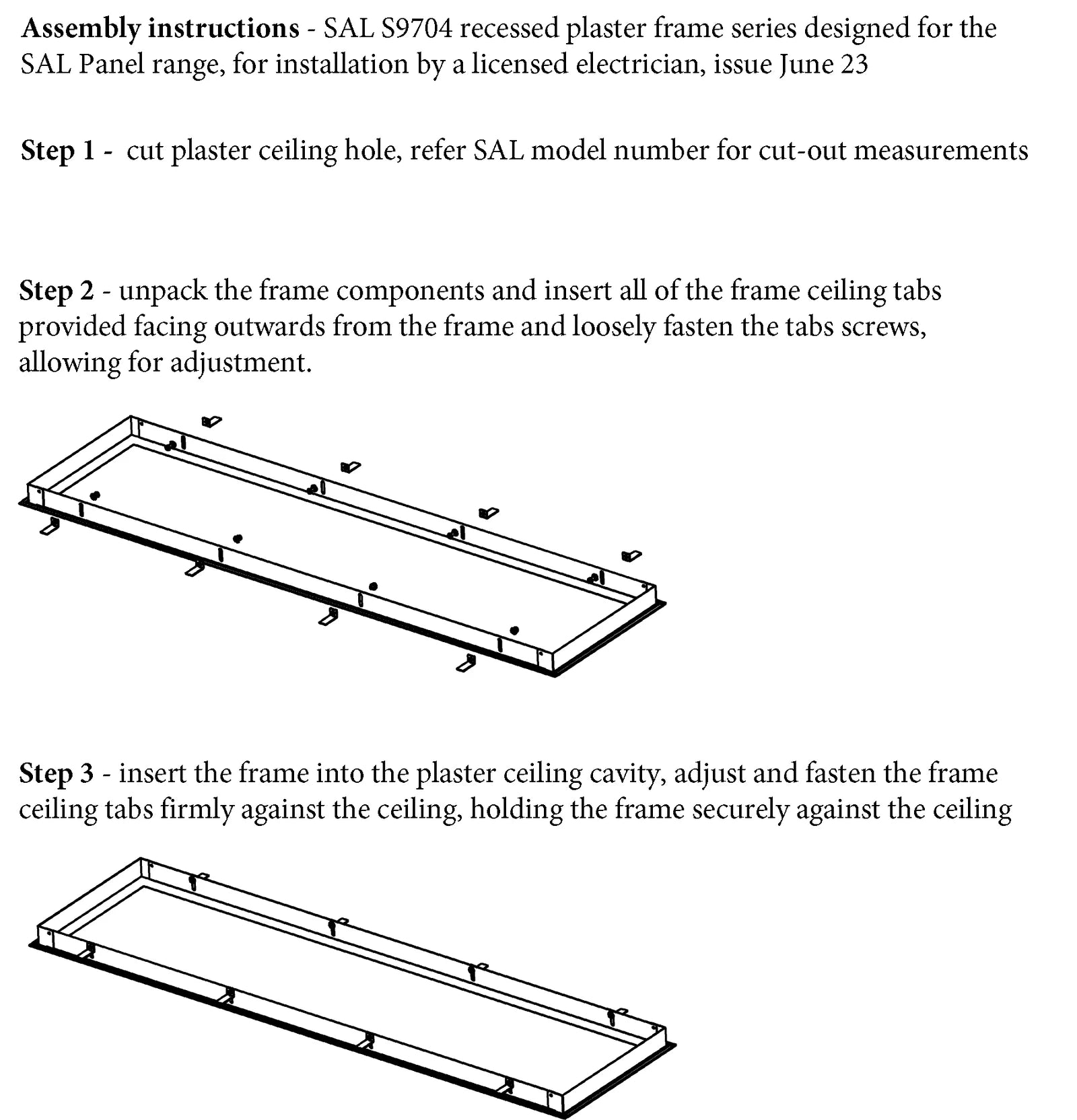 SAL Recessed Imperial Ceiling Frame LED Panels and Troffers White - S9704