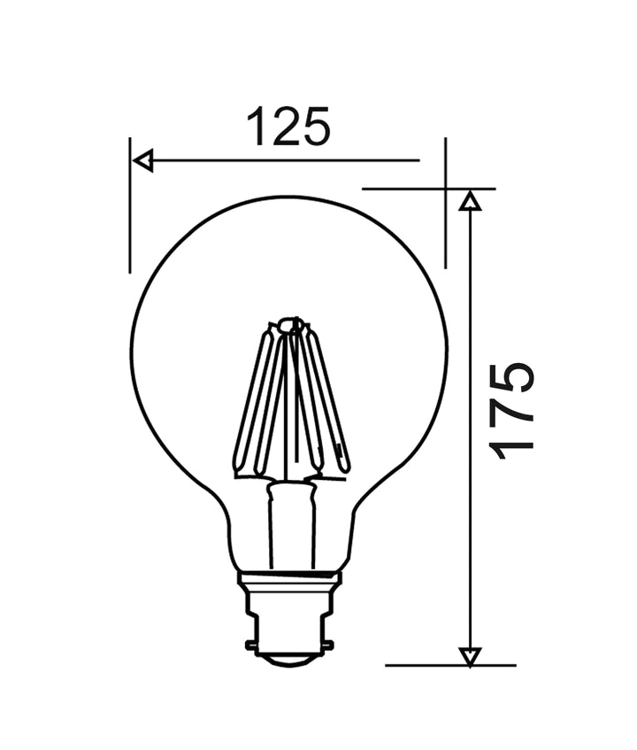 CLA G125 Filament Dimmable Lamps and Globes 2700K 6000K Frosted 8W 180-260V IP20 - G1259, G12510, G12511, G12512- CLA Lighting