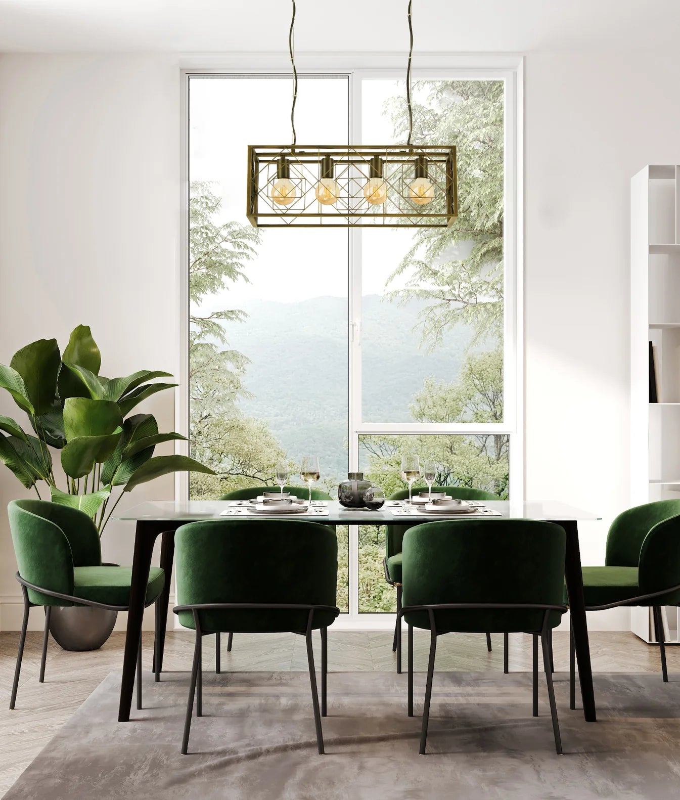 CLA GAGGIA: Rectangular Imitation Cage Interior Pendants Antique Brass 240V- GAGGIA1