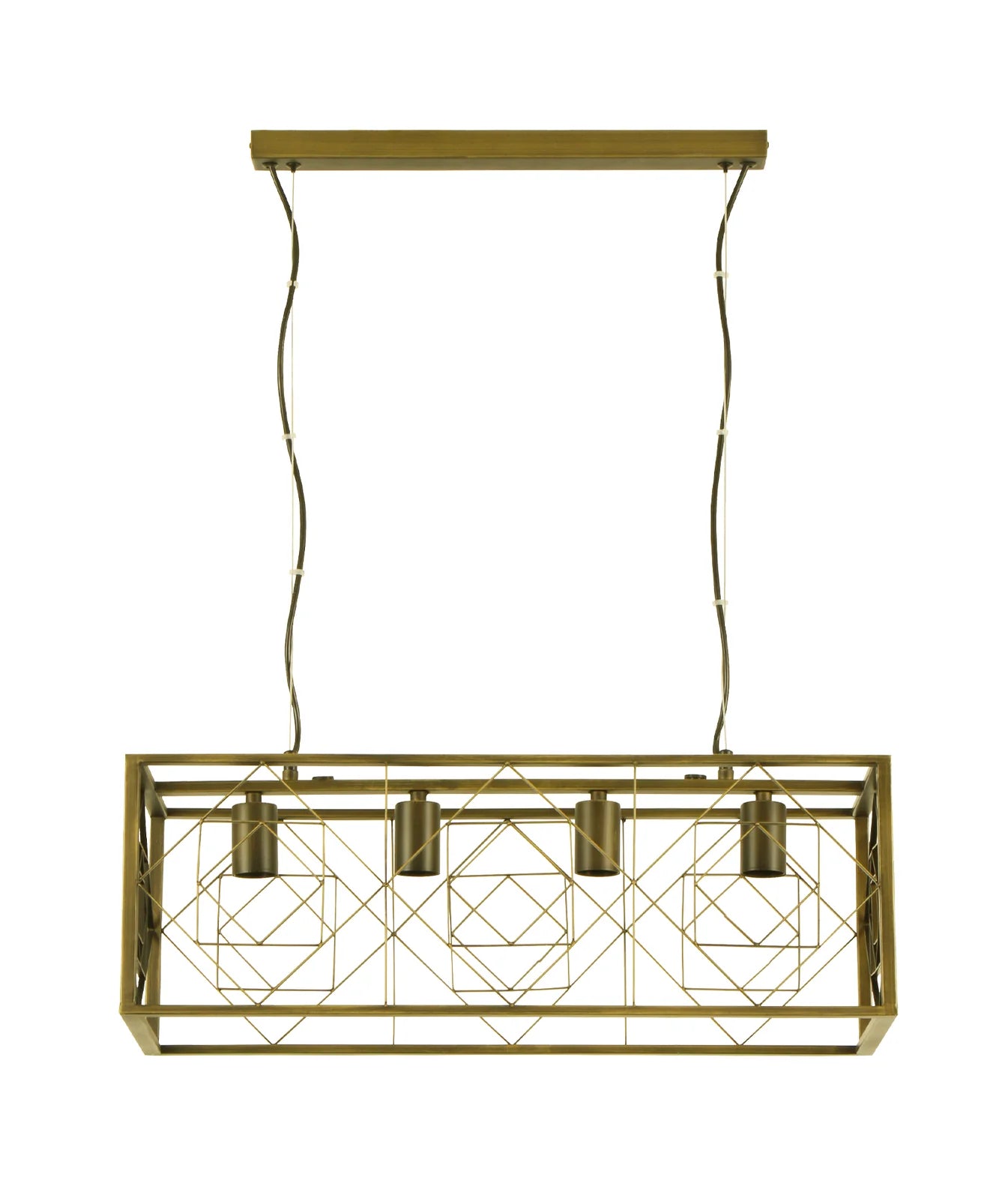 CLA GAGGIA: Rectangular Imitation Cage Interior Pendants Antique Brass 240V- GAGGIA1