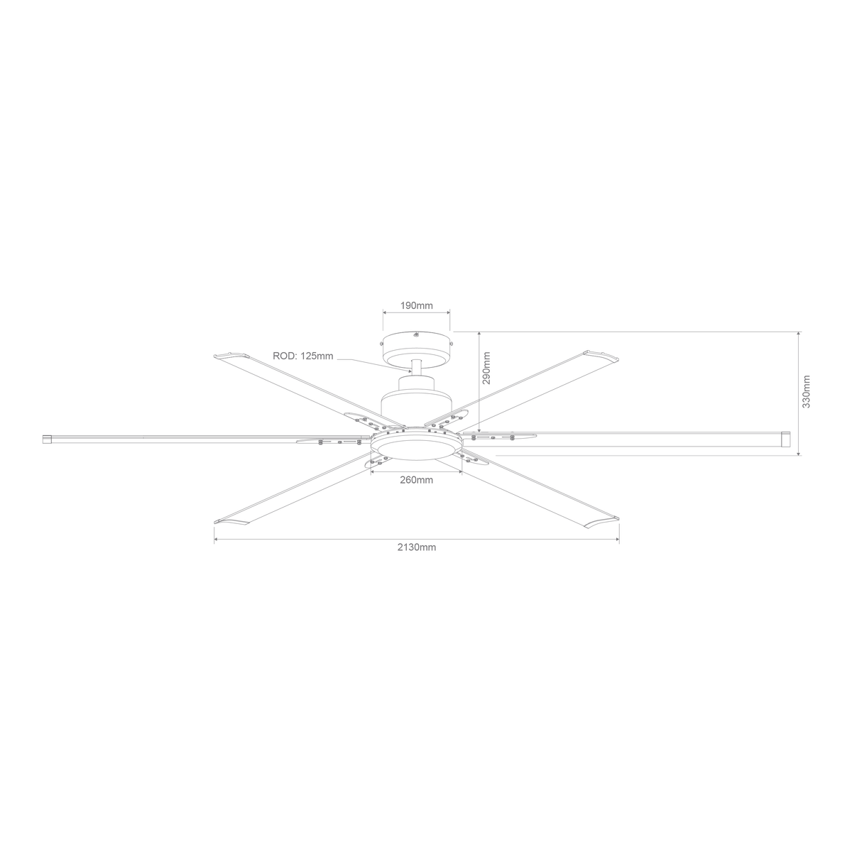Domus Gale 84-inch fan-only dimensions drawing