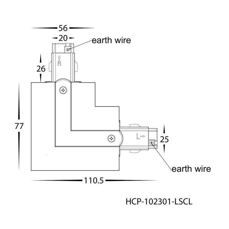 Havit Commercial Three Circuit Recessed Track L-Shape Connector Accessories Black - HCP-102301-LSC 