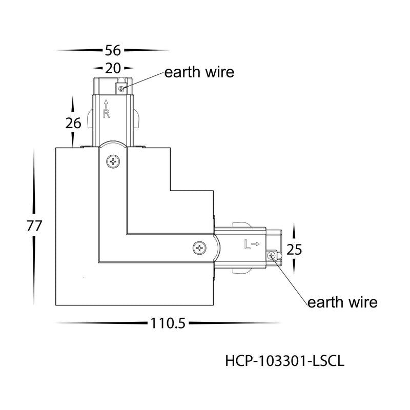 Havit Commercial Three Circuit Recessed Track L-Shape Connector Accessories White - HCP-103301-LSC 