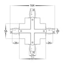 Havit Commercial Three Circuit Recessed Track X-Shape Connector Accessories White - HCP-103301-XSC 