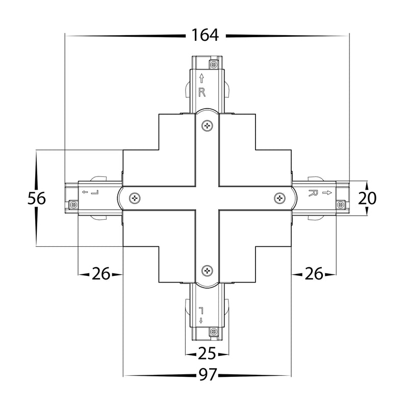 Havit Commercial Three Circuit Recessed Track X-Shape Connector Accessories White - HCP-103301-XSC 