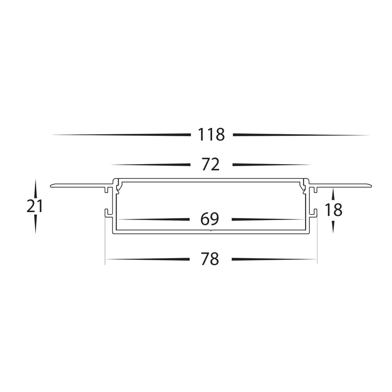 Havit Commercial Gyprock Aluminium Profile  118mm x 20mm Silver IP20 - HCP-49111820