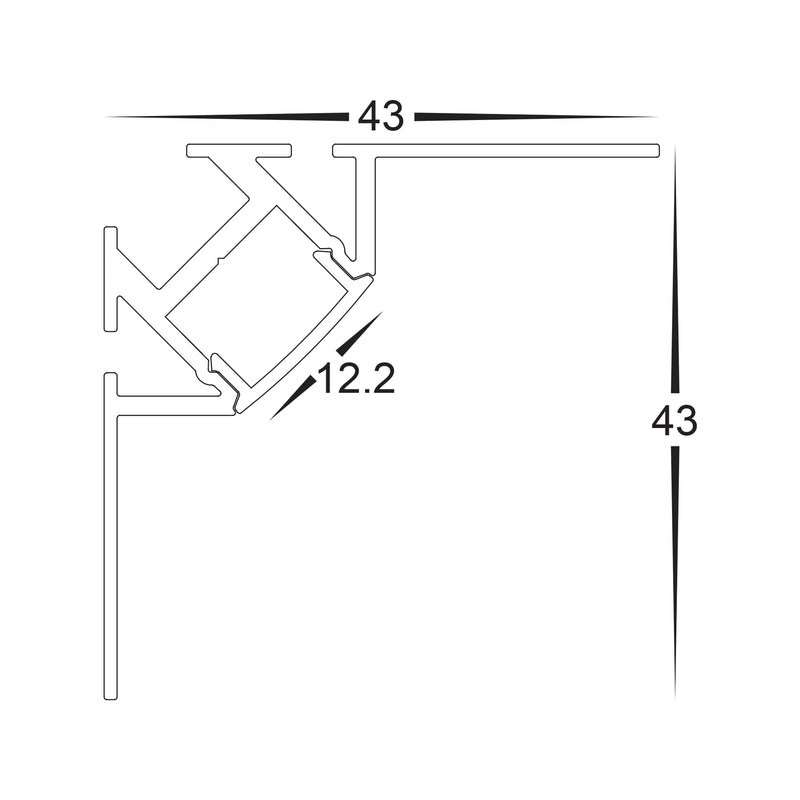 Havit Commercial Corner Gyprock Aluminium Profile 43mm x 43mm Silver IP20 - HCP-4914343