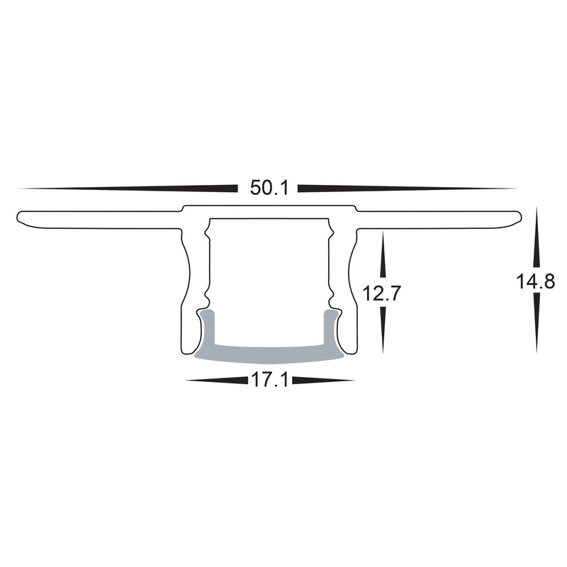 Havit Commercial Square Gyprock Aluminium Profile 50mm x 15mm Silver IP20 - HCP-4915015