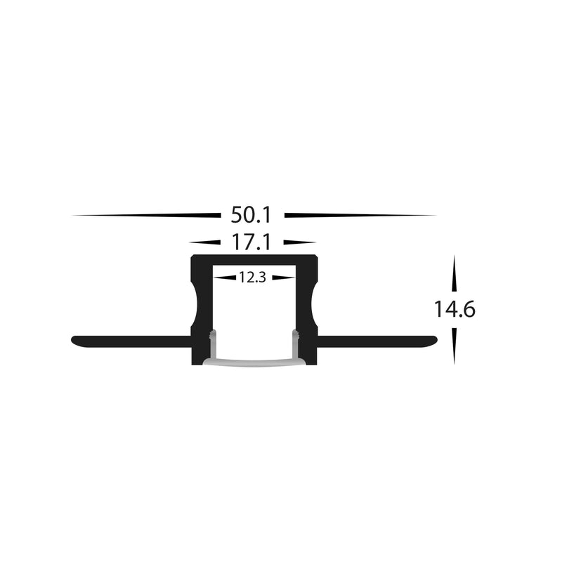 Havit Commercial Square Gyprock Aluminium Profile 50mm x 15mm Silver IP20 - HCP-4915115 