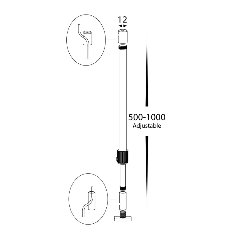 Havit Commercial Aluminium Rod Accessories to suit Linear Modules Pendants Black IP20 - HCP-602100-1MROD, HCP-602100-2MROD