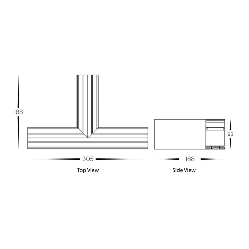 Havit Commercial T Shape Connector to suit Linear Modules Black IP20 - HCP-602100-T