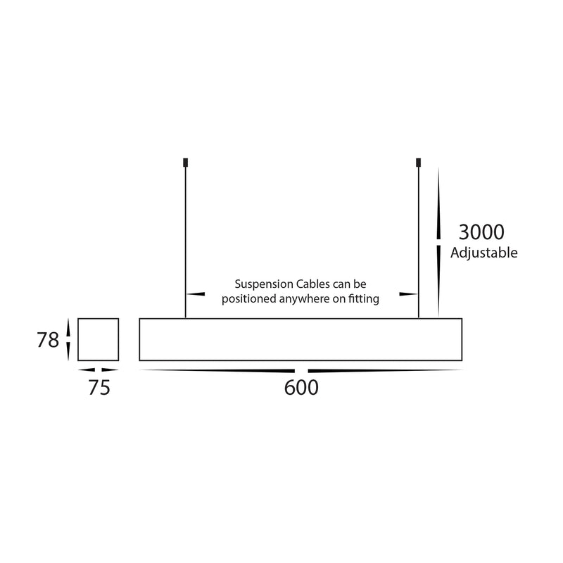 Havit Commercial 600mm Proline Pendant Extensions Tri- White 24W 240V IP20 - HCP-603242, HCP-603244