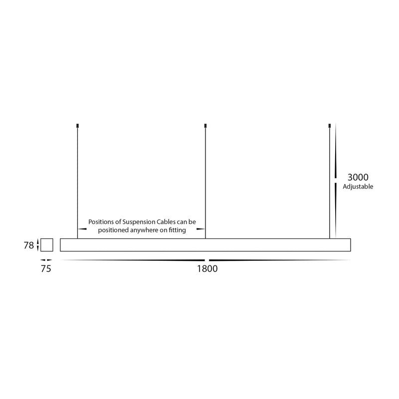 Havit Commercial 1800mm Proline Pendants Extension Tri- White 72W 240V IP20 - HCP-603722, HCP-603724