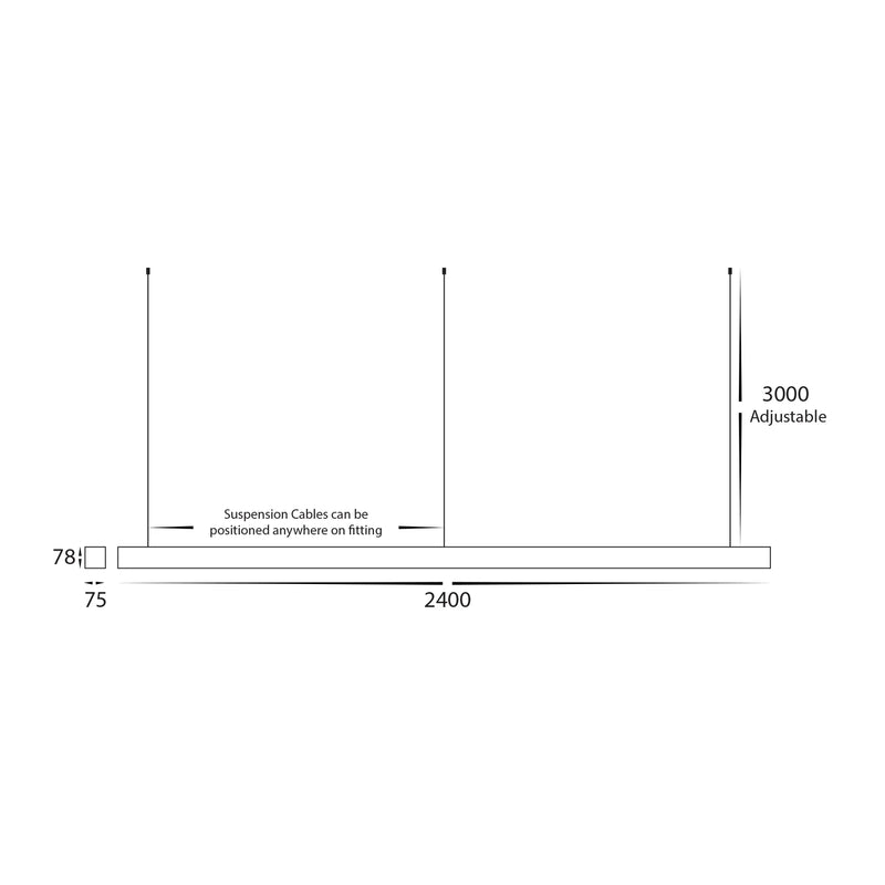 Havit Commercial 2400mm Proline Pendants Extension Tri- White 96W 240V IP20 - HCP-603962, HCP-603964