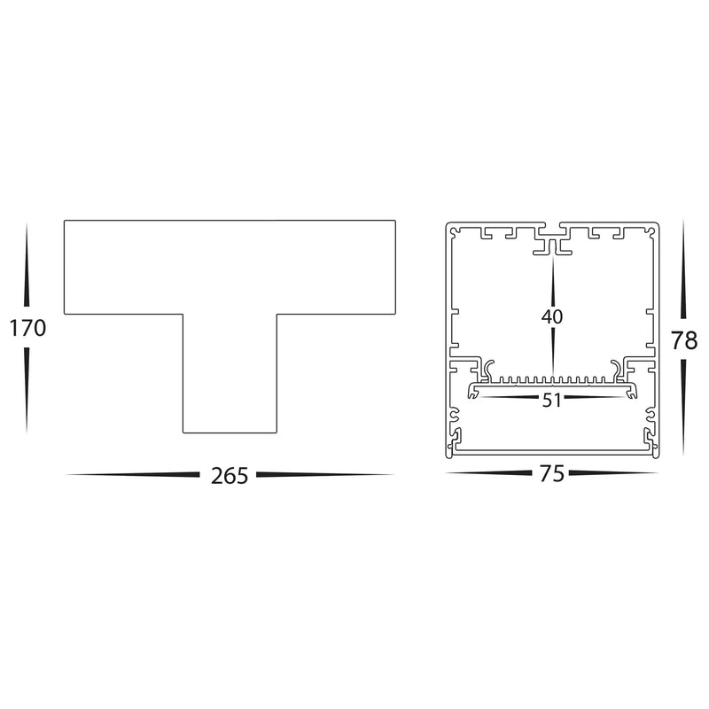 Havit Commercial T-Shape Proline Connector Accessories Tri- White 15W 240V IP20 - HCP-603002-T, HCP-603004-T