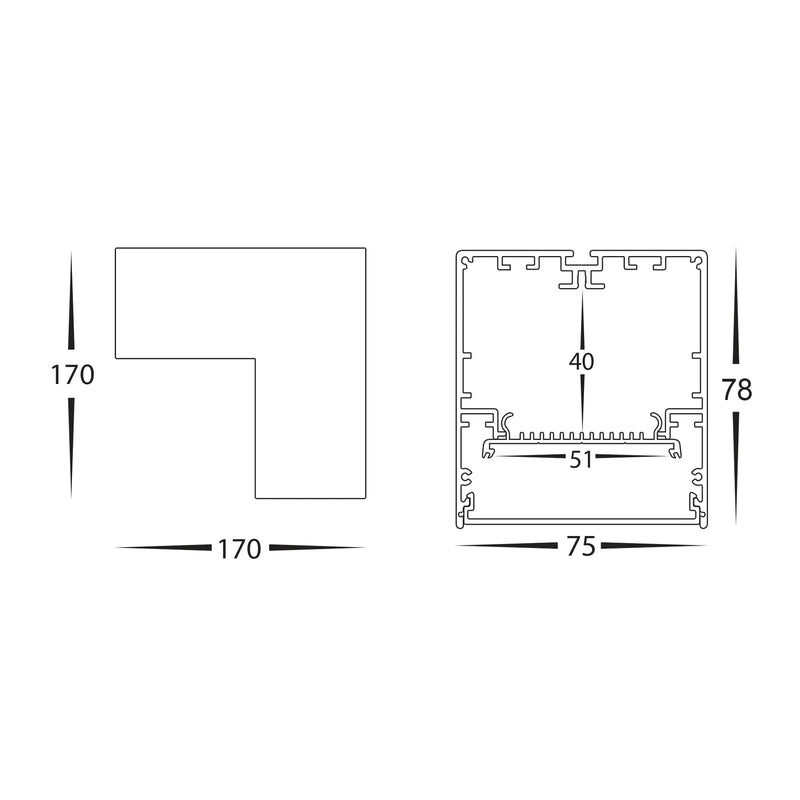 Havit Commercial L-Shape Proline Connector Accessories Tri- Black 12W 240V IP20 - HCP-602002-L, HCP-602004-L 