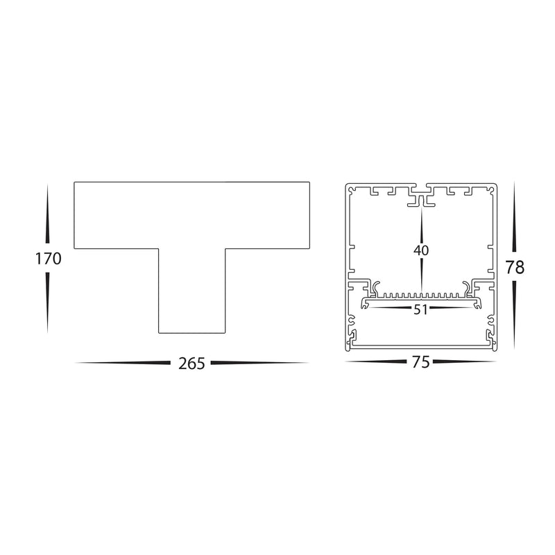 Havit Commercial T-Shape Proline Connector Accessories Tri- Black 15W 240V IP20 - HCP-602002-T, HCP-602004-T