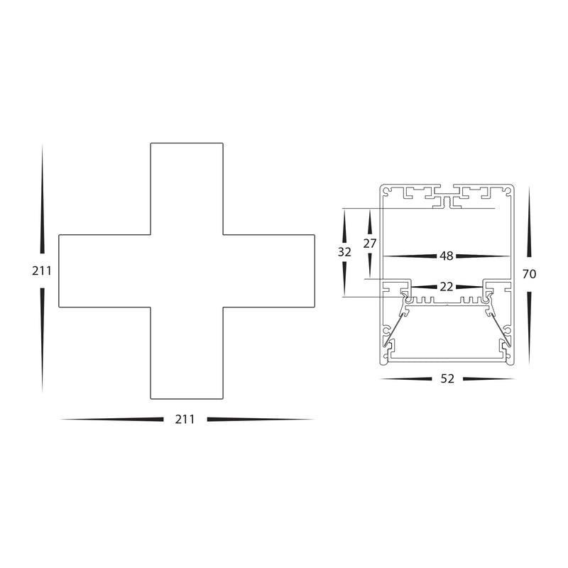 Havit Commercial X-Shape Proline Connector Accessories Tri- Black 11W 240V IP20 - HCP-6025270-X