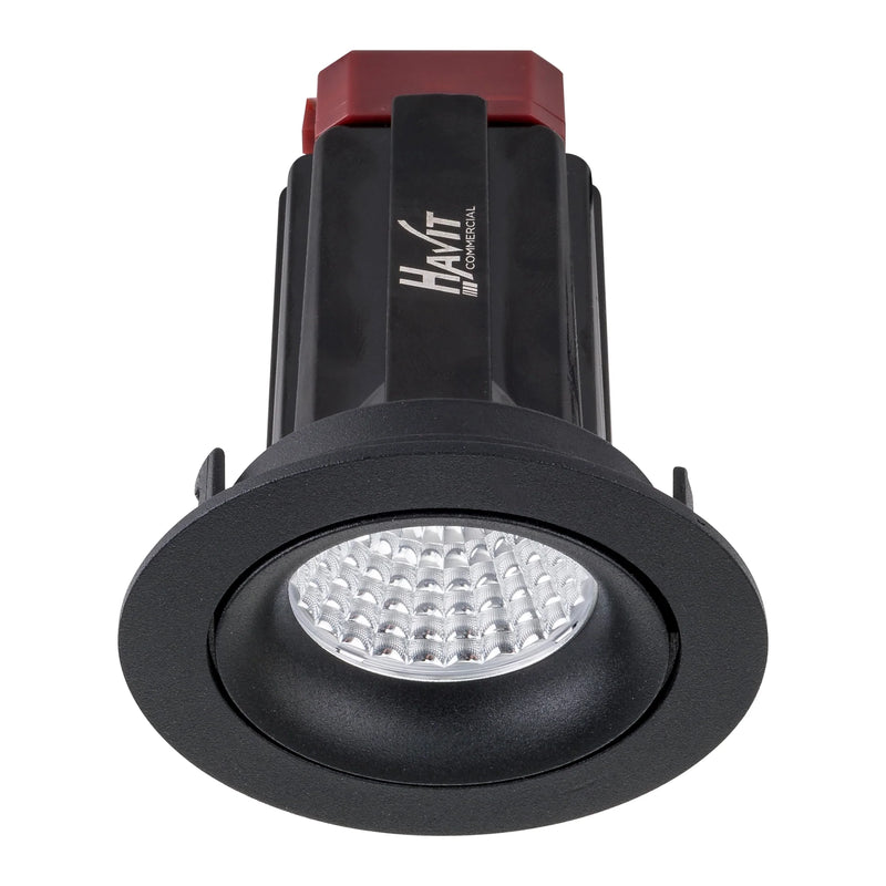 Havit Commercial Round Tilt Recessed 75mm LED Downlight 2700K-5700K Black 9W 240V IP44 - HCP-81220209, HCP-81240209