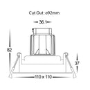 Havit Commercial Square Tilt Recessed 92mm LED Downlight 2700K-5700K White 6W 240V IP44 - HCP-81320806 