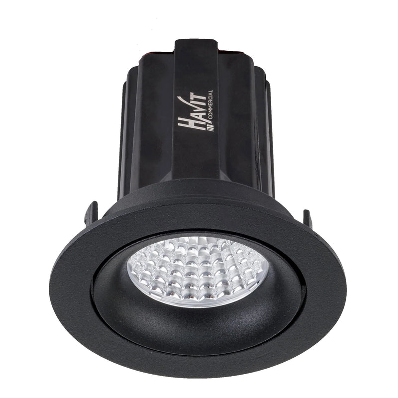 Havit Commercial CRI97+ Recessed Round Tilt Dimmable 75mm LED Downlight 3000K Black 13W 240V IP44 - HCP-81220283,  HCP-81240283 