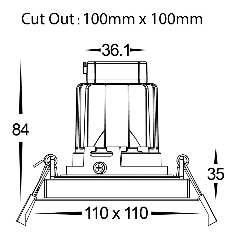 Havit Commercial Square Tilt Recessed LED Downlight 2700K-5700K White 6W 240V IP44 - HCP-81321006