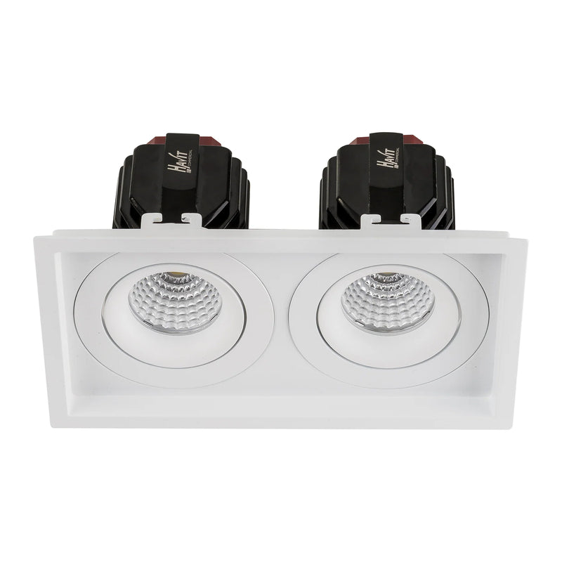 Havit Commercial Square Tilt Recessed LED Downlight 2700K-5700K White 2x17W 240V IP44 - HCP-81321117, HCP-81341117 