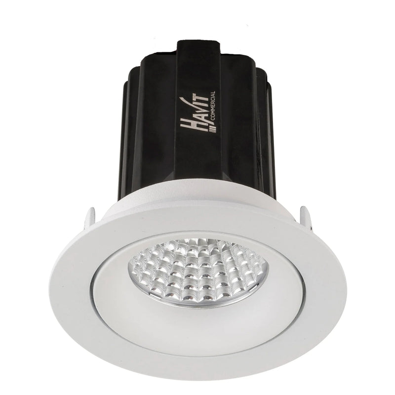 Havit Commercial CRI97+ Recessed Round Tilt Dimmable 75mm LED Downlight 3000K White 13W 240V IP44 - HCP-81320283, HCP-81340283