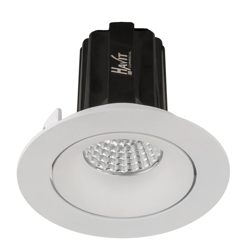 Havit Commercial CRI97+ Recessed Round Tilt Dimmable 90mm LED Downlight 3000K White 13W 240V IP44 - HCP-81320583, HCP-81340583