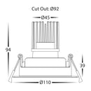 Havit Commercial Square Tilt Dali Tunable Recessed 92mm LED Downlight 2700K-6500K White 13W 240V IP44 - HCP-81350813