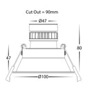 Havit Commercial Deep Tilt Recessed 90mm LED Downlight 3000K 4000K White 7.2W 24V IP44 - HCP-81390137, HCP-81390147