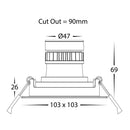 Havit Commercial Square Tilt Recessed 90mm LED Downlight 3000K 4000K White 7.2W 24V IP44 - HCP-81390937, HCP-81390947