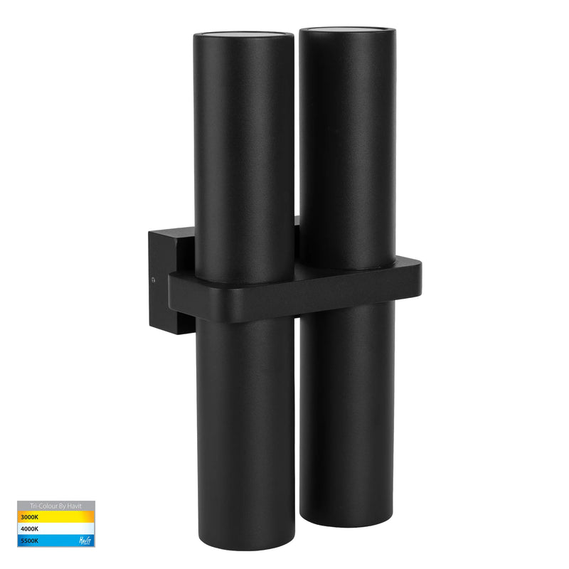 Havit Luz Double Up & Down Pillar Wall Lights Tri- Black 4x 3/5/7W 240V IP65 - HV10292T