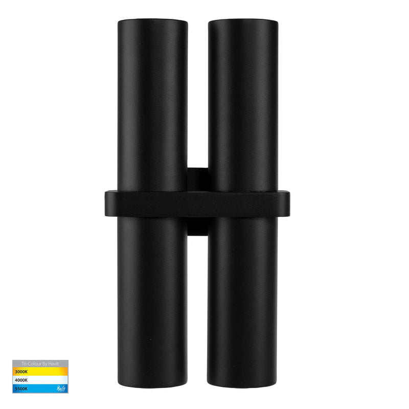 Havit Luz Double Up & Down Pillar Wall Lights Tri- Black 4x 3/5/7W 240V IP65 - HV10292T