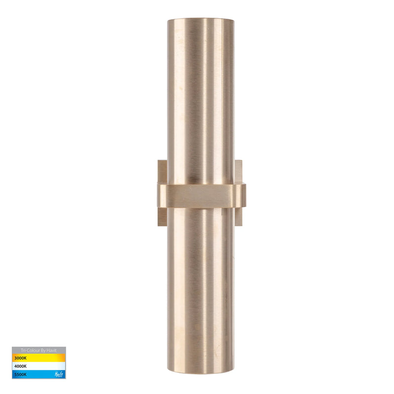 Havit Luz Single Up & Down Pillar Wall Lights Tri- Solid Brass 2x3/5/7W 240V IP65 - HV10591T