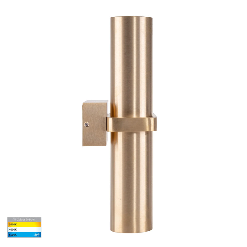 Havit Luz Double Up & Down Pillar Wall Lights Tri- Solid Brass 4x3/5/7W 240V IP65 - HV10592T