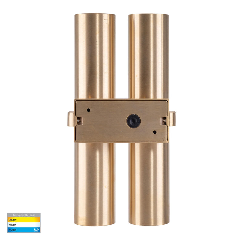 Havit Luz Double Up & Down Pillar Wall Lights Tri- Solid Brass 4x3/5/7W 240V IP65 - HV10592T