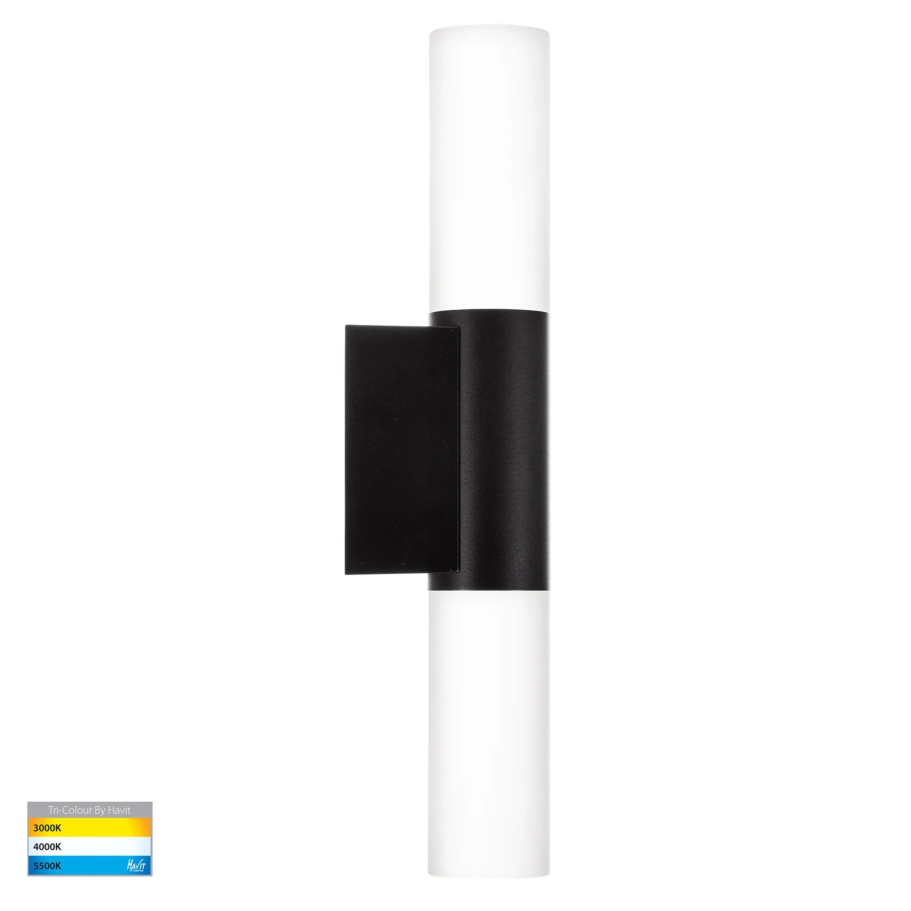 Havit Akril 2 Light Exterior Wall Lights Tri- Aluminium Black 2x3W 240V IP65- HV10932T-BLK